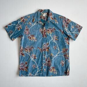 Vtg 90s COOKE STREET Honolulu Floral Inside Out Aloha Shirt / Sz L / Hawaiian